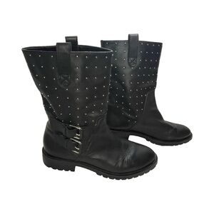 Banana Republic Black Leather Studded Moto Boots - Size 7.5 EUC